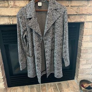 CAbi Black and White Marled Open-Front Blazer